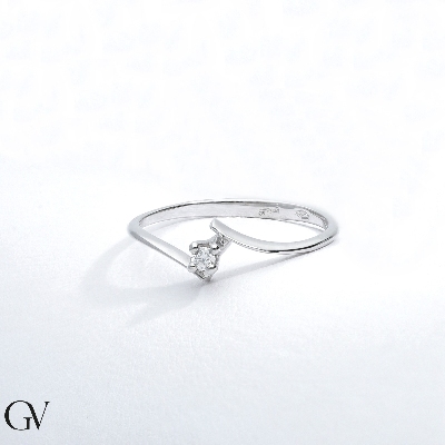 Solitaire diamond ring 0,04 ct white gold 18k 