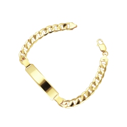 Bracciale con piastrina in oro giallo 18k, cm 23.
