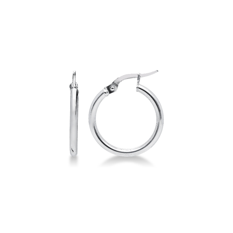 White gold 18k hoops, 1,40 cm diameter