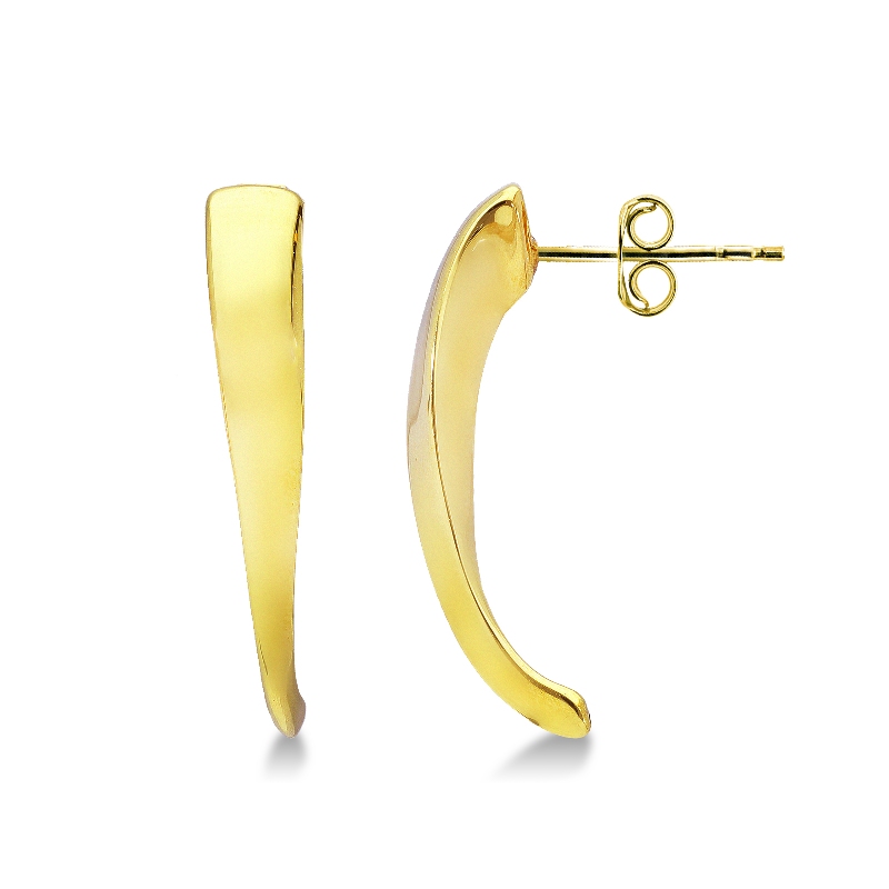 Drop curved earrings in 18k yellow gold