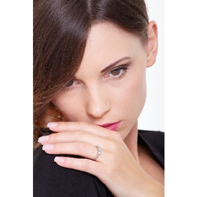 Trilogy ring white gold 18k with diamonds ct 0,45 ct