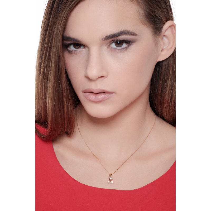 18k yellow gold necklace with fancy diamond trilogy pendant