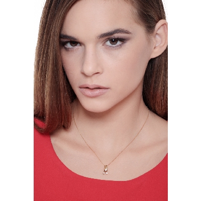 18k yellow gold necklace with fancy diamond trilogy pendant