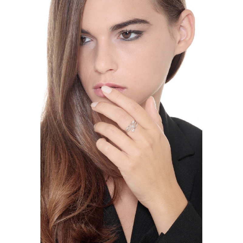 Trilogy ring with diamonds ct 0,15 ct white gold 18k