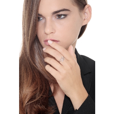 Trilogy ring with diamonds ct 0,15 ct white gold 18k