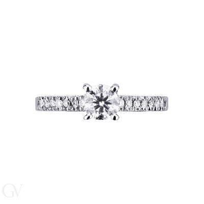 Montatura solitario lineare con diamanti sul gambo