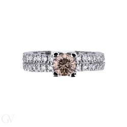 Montatura anello fascia con diamanti sul gambo