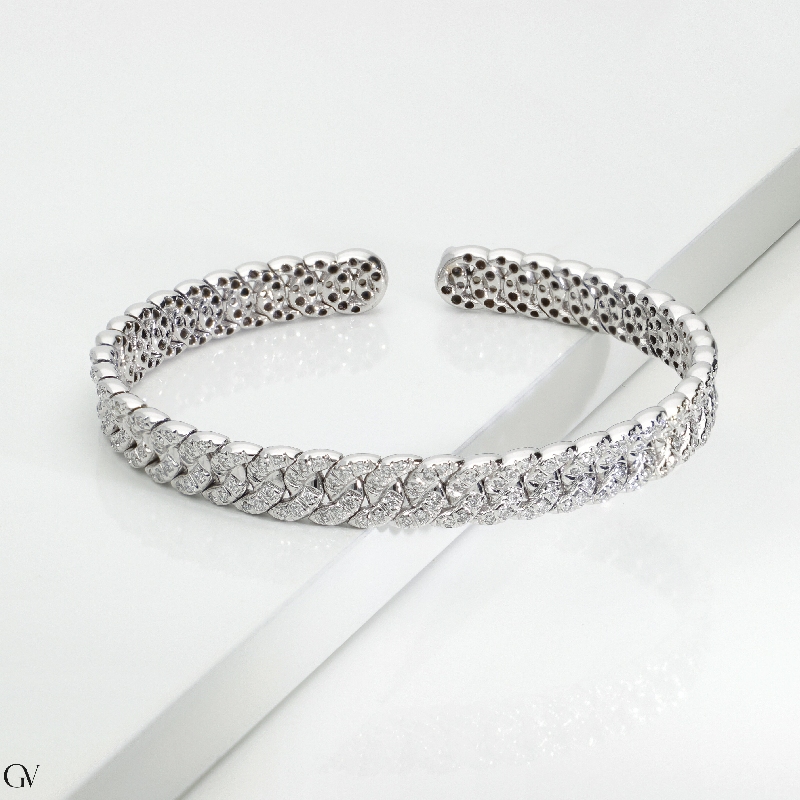 18k white gold semi-rigid bracelet with diamonds