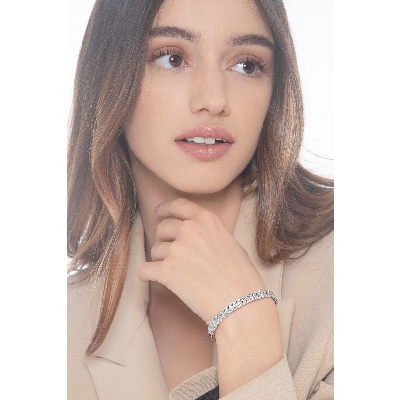 18k white gold semi-rigid bracelet with diamonds