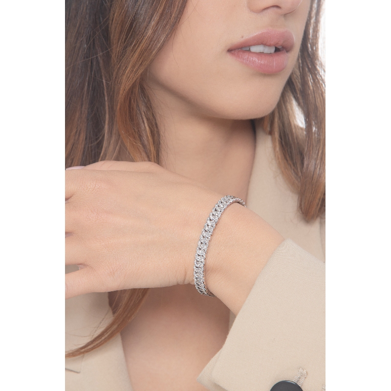 18k white gold semi-rigid bracelet with diamonds
