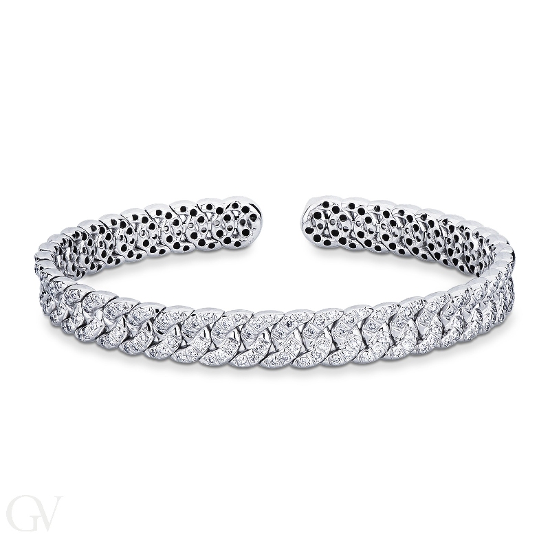 18k white gold semi-rigid bracelet with diamonds