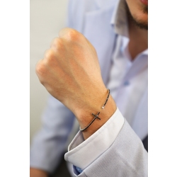 Bracciale flessibile in oro bianco 18k con Croce in diamanti neri e bianchi 2