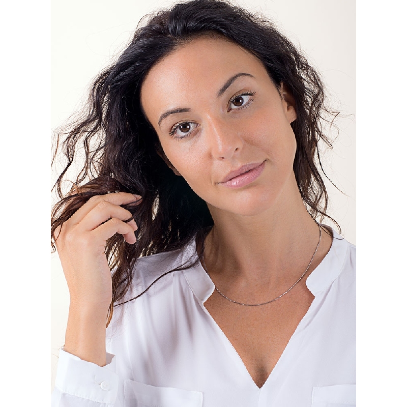 Catena veneziana godronata in oro bianco 18k, cm 45