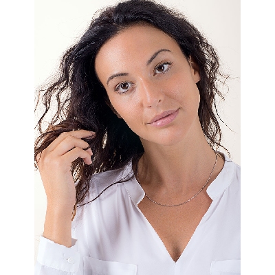 Catena veneziana godronata in oro bianco 18k, cm 45