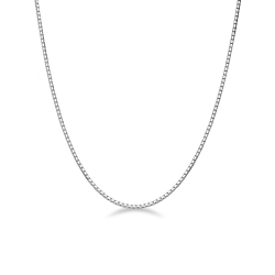 Catena veneziana godronata in oro bianco 18k, cm 45