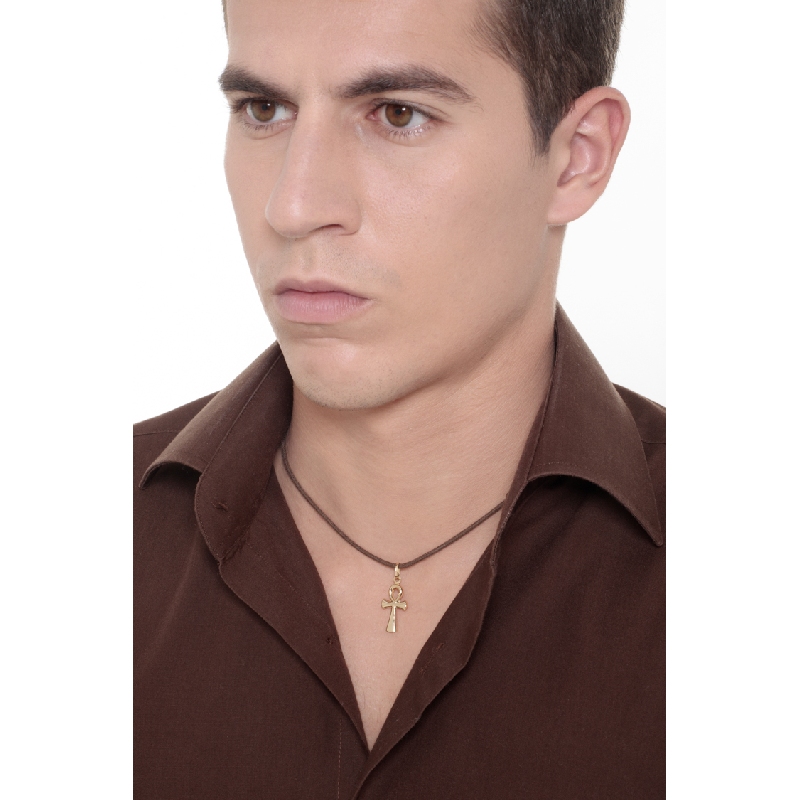 Rounded egyptian ankh in 18k yellow gold