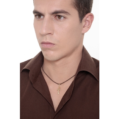 Rounded egyptian ankh in 18k yellow gold