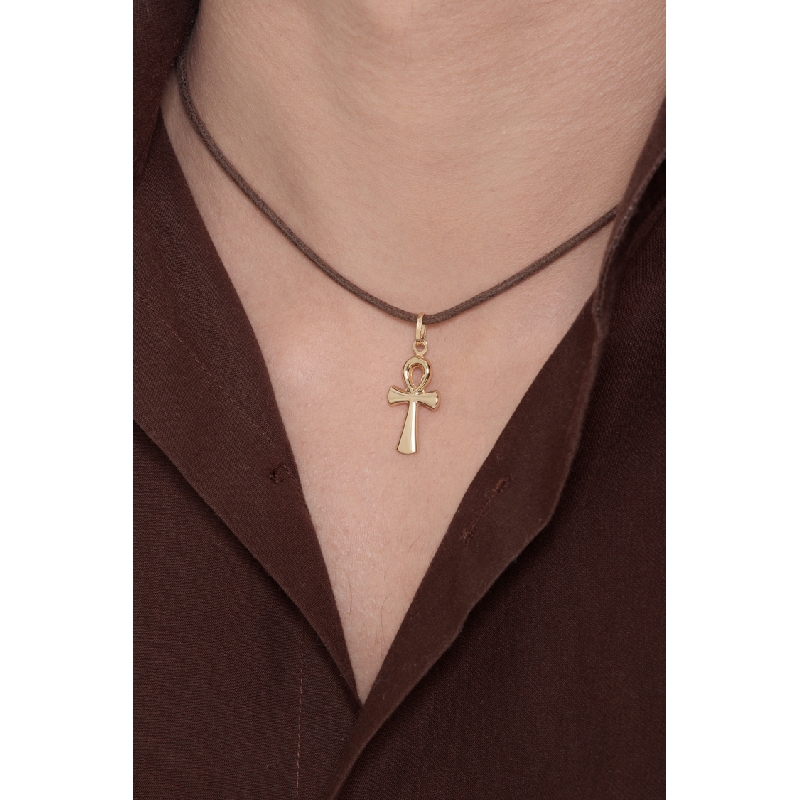 Rounded egyptian ankh in 18k yellow gold