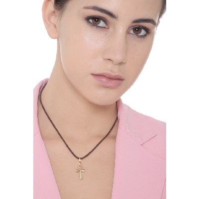 Rounded egyptian ankh in 18k yellow gold