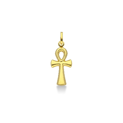 Rounded egyptian ankh in 18k yellow gold