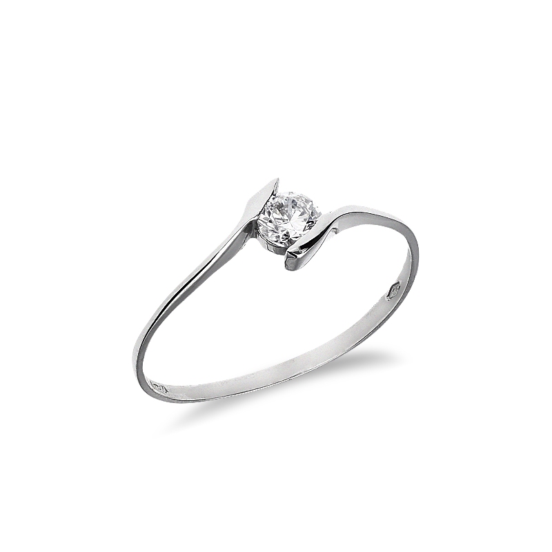 18k white gold solitaire ring with zircon