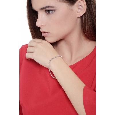 Bracciale Tennis filo in oro Bianco 18k con Diamanti