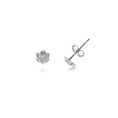 Flower stud earrings with zircon pavè