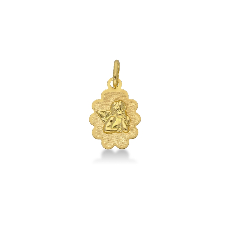 Angel and cloud pendant in 18k yellow gold