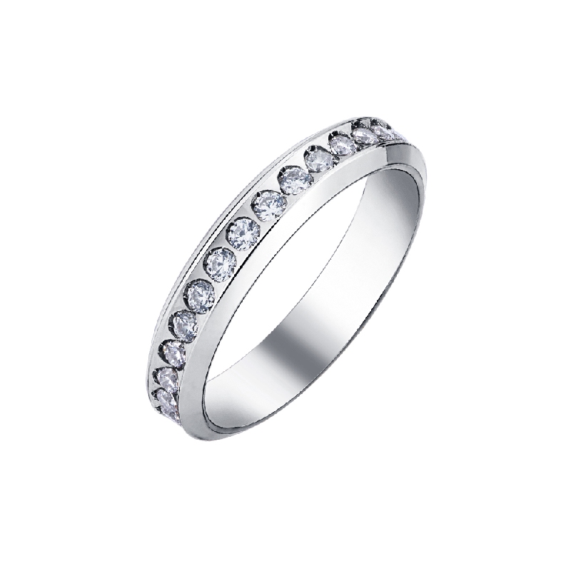 White gold 18k wedding band with diamonds - Unoaerre Venere 