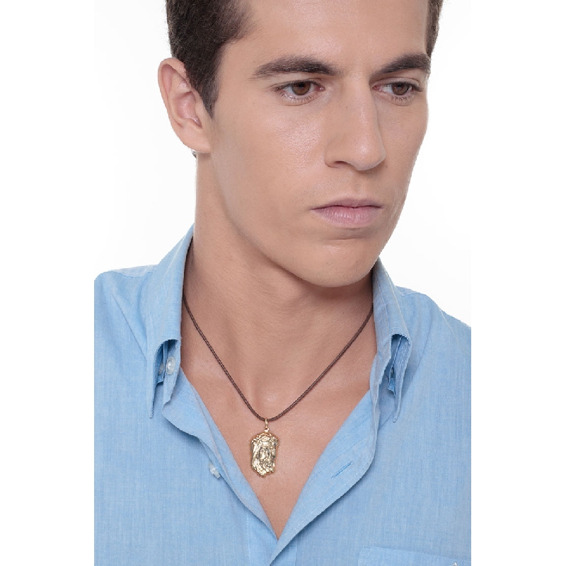 18k yellow gold Jesus face pendant