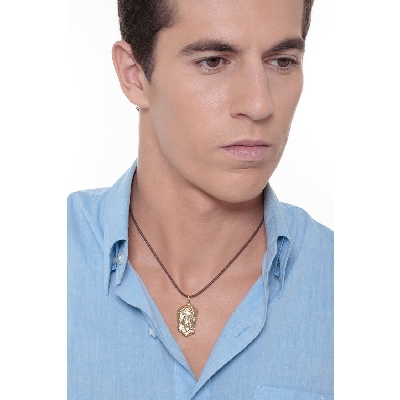 18k yellow gold Jesus face pendant