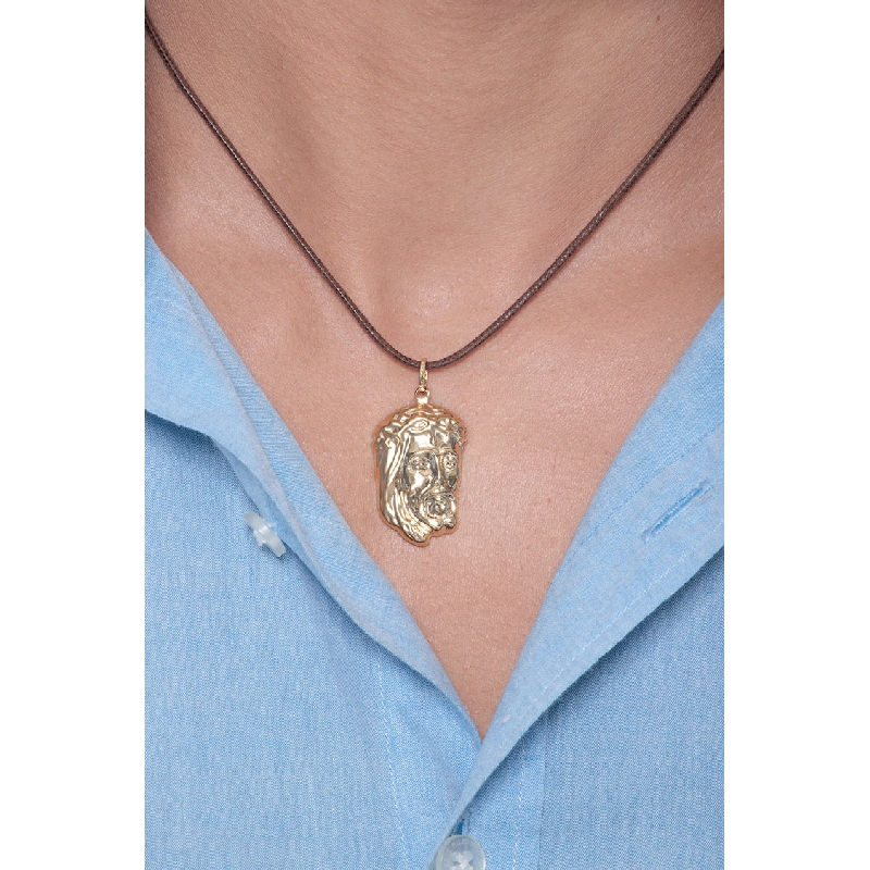 18k yellow gold Jesus face pendant