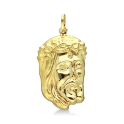 18k yellow gold Jesus face pendant