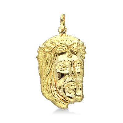 18k yellow gold Jesus face pendant