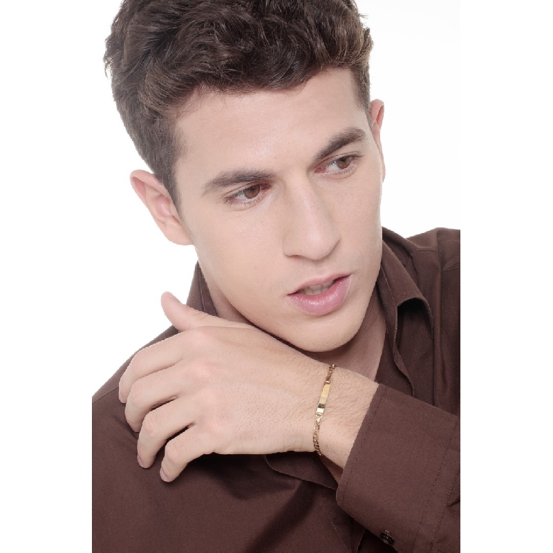 Bracciale in oro giallo 18k con piastrina incidibile