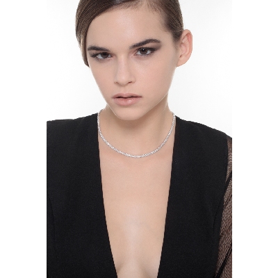 Diamond rope tennis necklace in 18k white gold