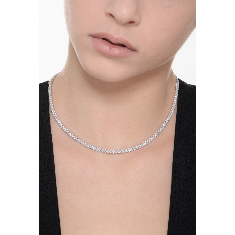 Diamond rope tennis necklace in 18k white gold