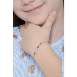 Bracciale con piastrina in oro bianco 18k, cm 16 2