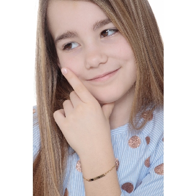 Bracciale con Piastrina in Oro Giallo 18k, cm 15