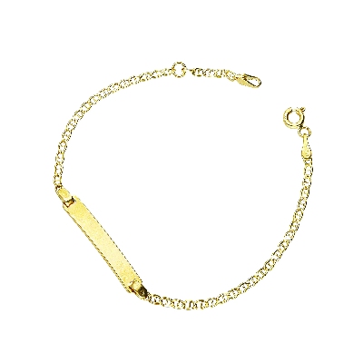 Bracciale con Piastrina in Oro Giallo 18k, cm 15
