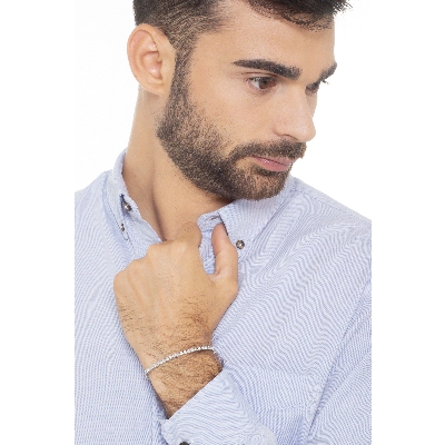 Bracciale Tennis lineare in oro bianco 18k con Diamanti. Larghezza maglia 3.15 mm