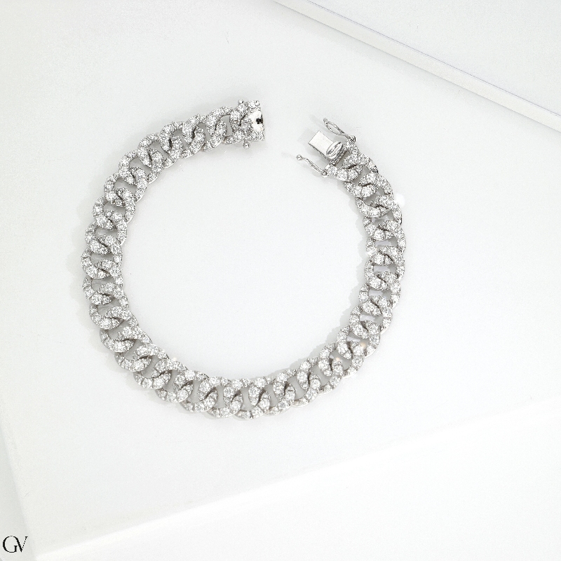 18k white gold groumette bracelet with diamonds 