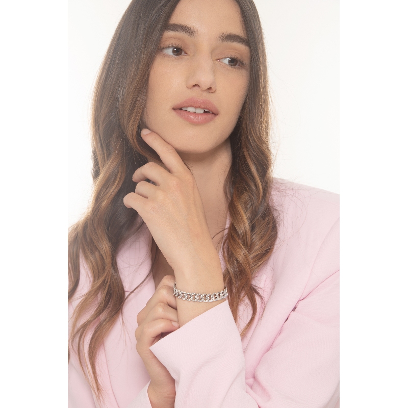 18k white gold groumette bracelet with diamonds 