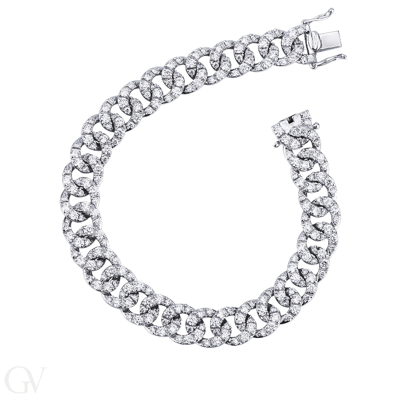 18k white gold groumette bracelet with diamonds 