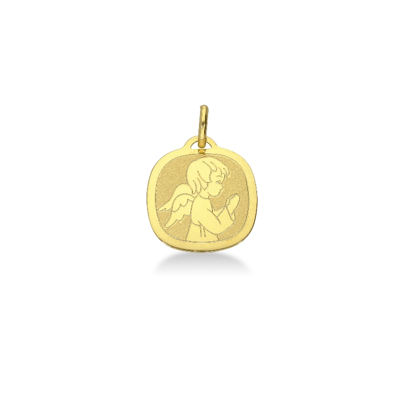 18k yellow gold celestial medal with angel