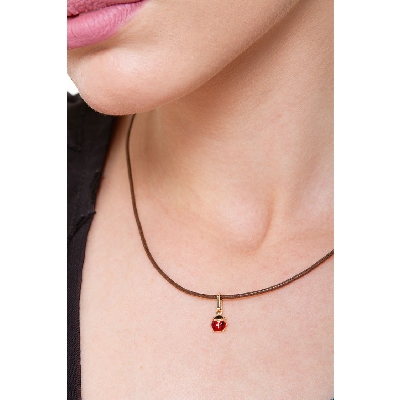 Ciondolo Coccinella in oro giallo 18k smaltato.