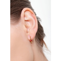 Enameled 18k yellow gold hoop earrings with ladybugs 2