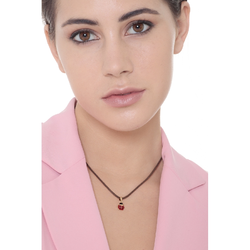 18k yellow gold enameled ladybug pendant