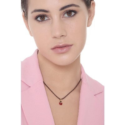 18k yellow gold enameled ladybug pendant