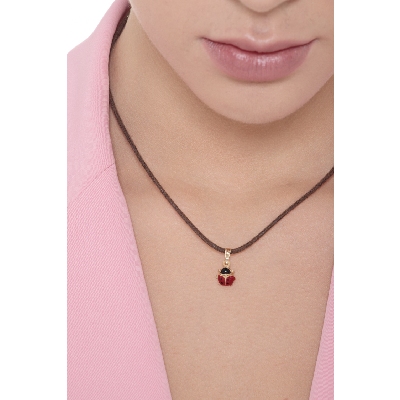 18k yellow gold enameled ladybug pendant